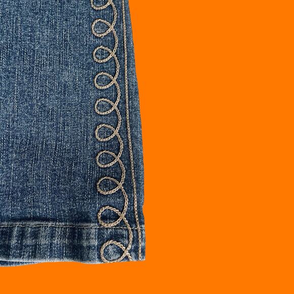 00's vintage denim embroidered y2k low rise mini skirt Size 8 cache - Picture 3 of 7